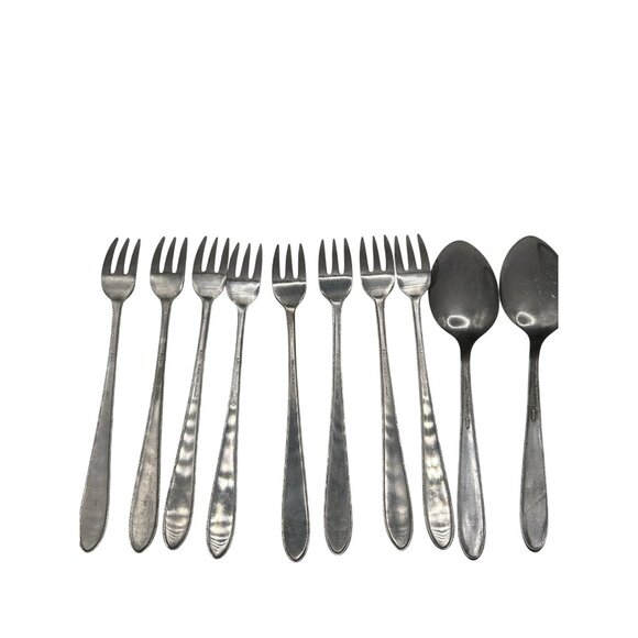 Vintage J.G. Stainless Japan Seafood Forks & Table Spoons Set silver - Picture 3 of 4